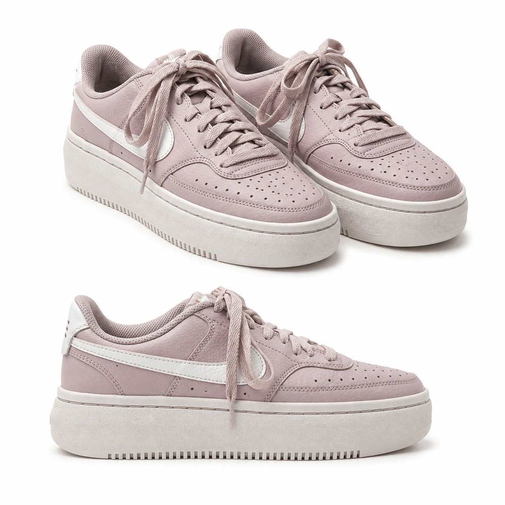 NIKE Court Vision Alta Platform Sneaker Womens Sz 8.5 Platinum Violet White Mid